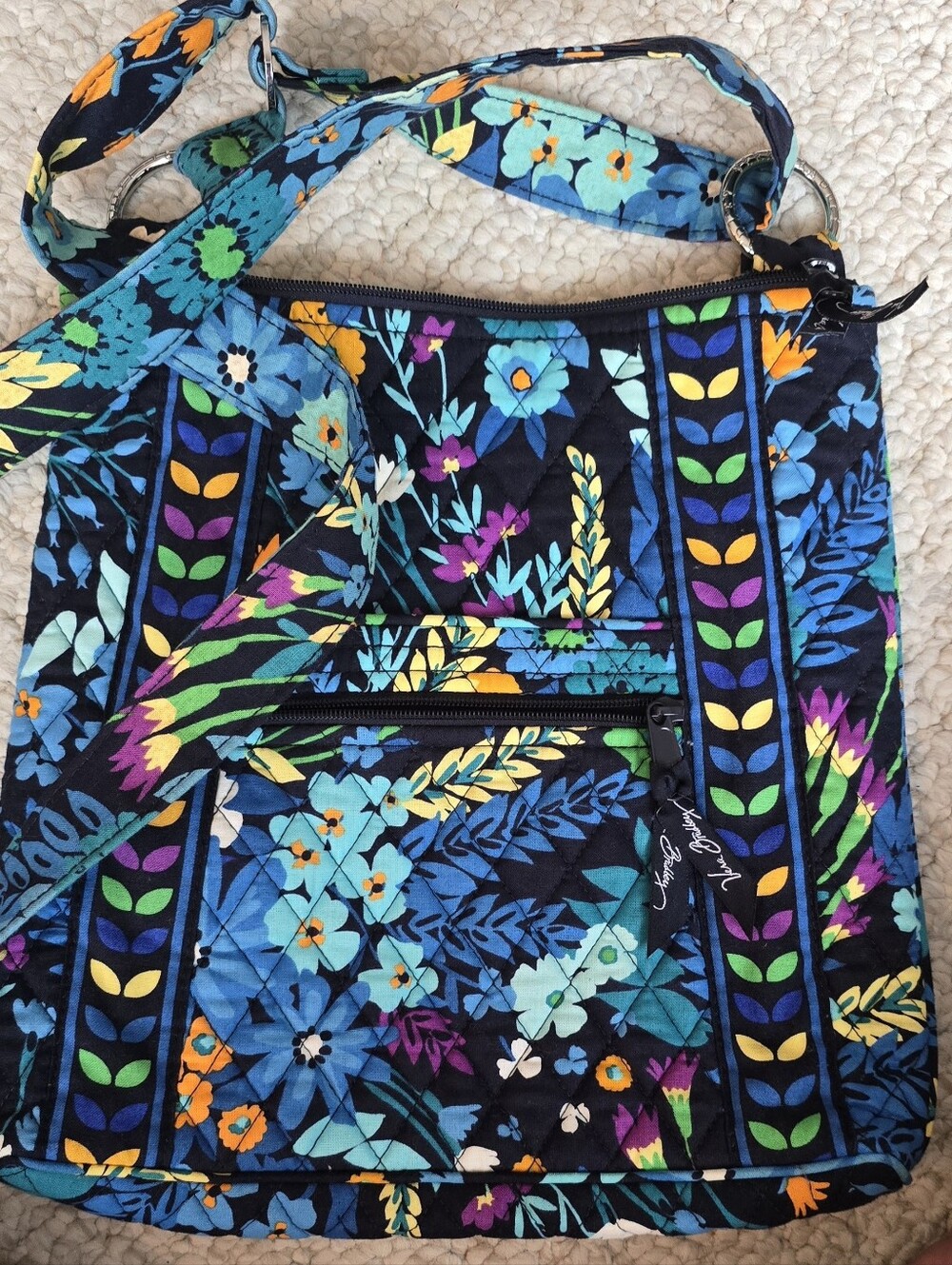 Vera Bradley Quilted Floral Crossbody Bag - Black Multi-Color